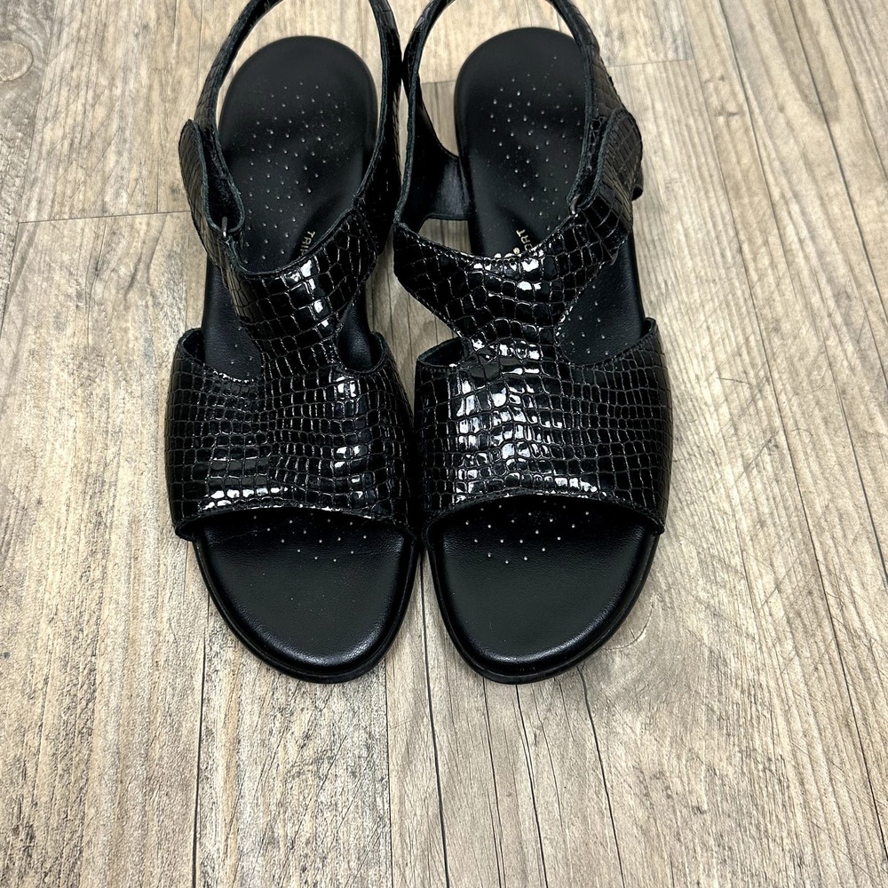 SAS Black Croc Patent Suntimer Slingbacks Sandals, size 9 N Narrow - Picture 2 of 7